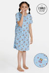 Zivame Girls Summer Treat Knit Cotton Knee Length Nightdress - Blue Bell — thumbnail 1